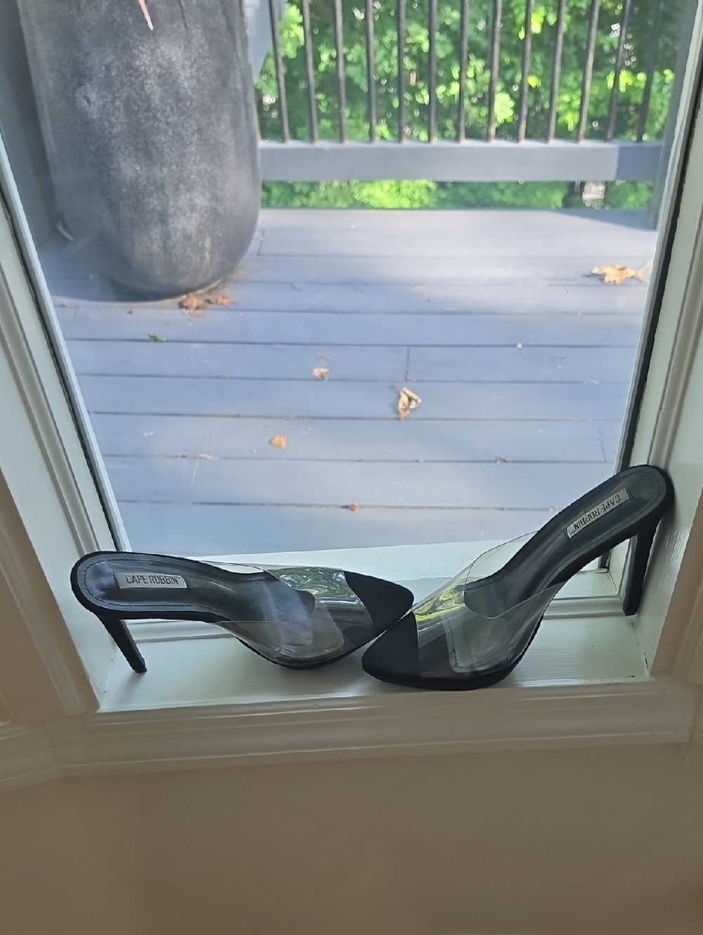 Cape Robbin Black Clear Strap Stiletto Heels